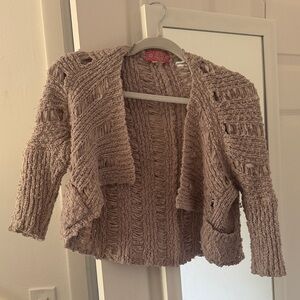 Open-Front Knit cropped Cardigan Sweater - Taupe bohemian hippie boho